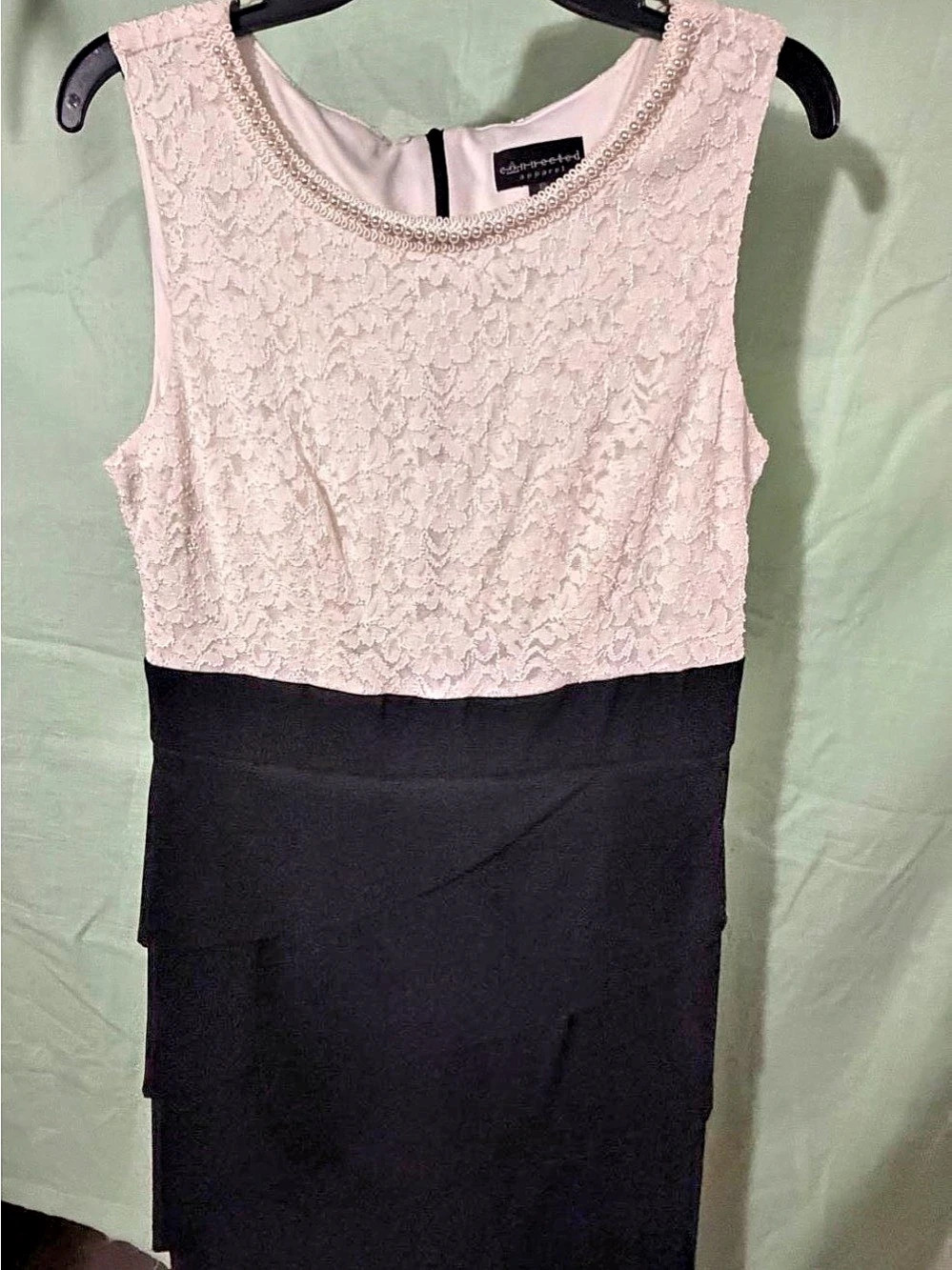 Floral Lace Cocktail Wedding Guest Midi Dress Black Size 12 Like New
